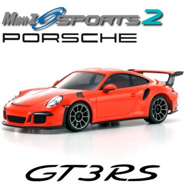 AUTOMODELO KYOSHO MINI-Z MR 03 SPORTS 2 PORSCHE 911 GT3 RS LARANJA ESCALA 1/27 RÁDIO 2.4GHZ KT19 KYO 32231OR-B